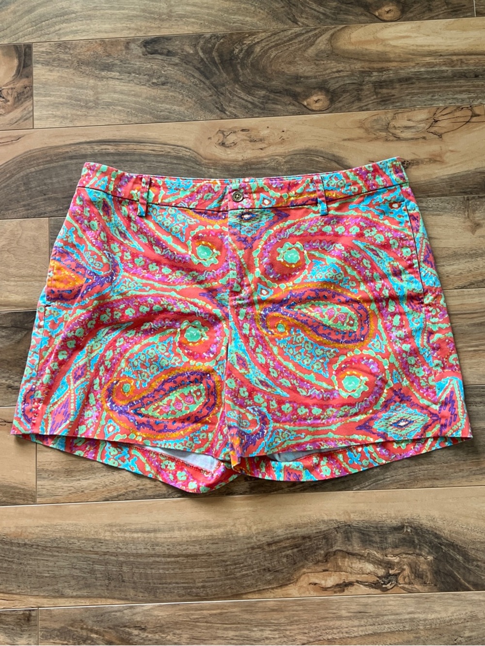 Lauren Ralph Lauren Paisley Preppy Shorts Womens 10 Fun Colorful Bright Stretch